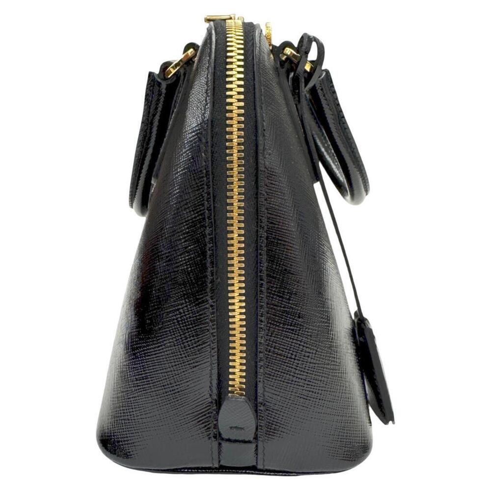 Prada Luxe Leather Handbag Saffiano Shoulder Bag Patent Black Vernis